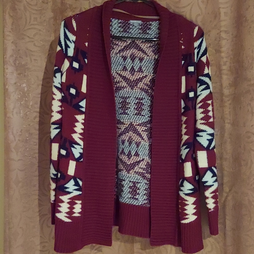 Western print cardigan